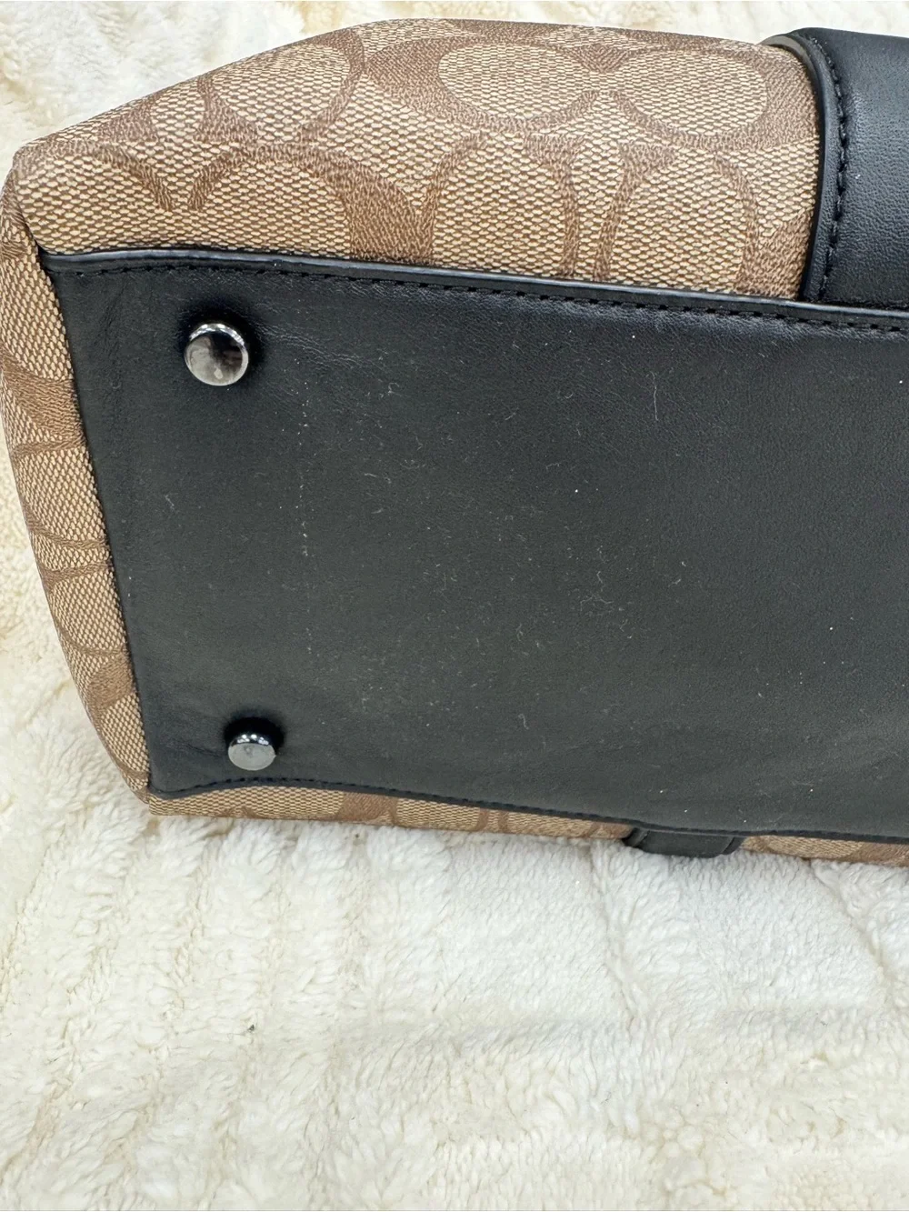 NWT Coach Brown Signature Canvas Briefcase with Black Leather Trim